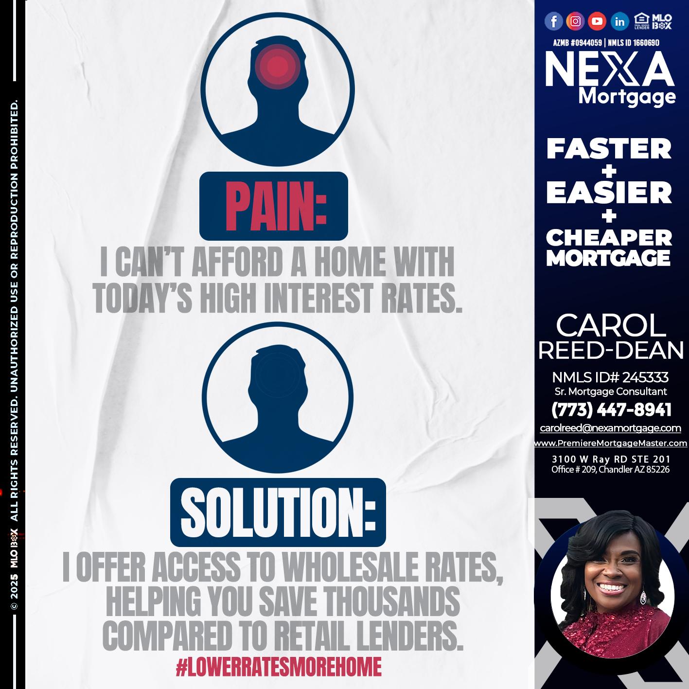 PAIN-SOLUTION - Carol Dean -Sr. Mortgage Consultant