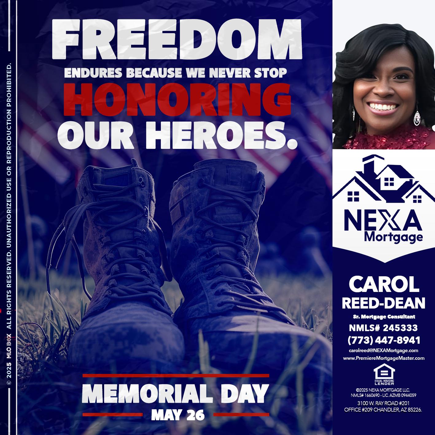 Memorial Day - Carol Dean -Sr. Mortgage Consultant