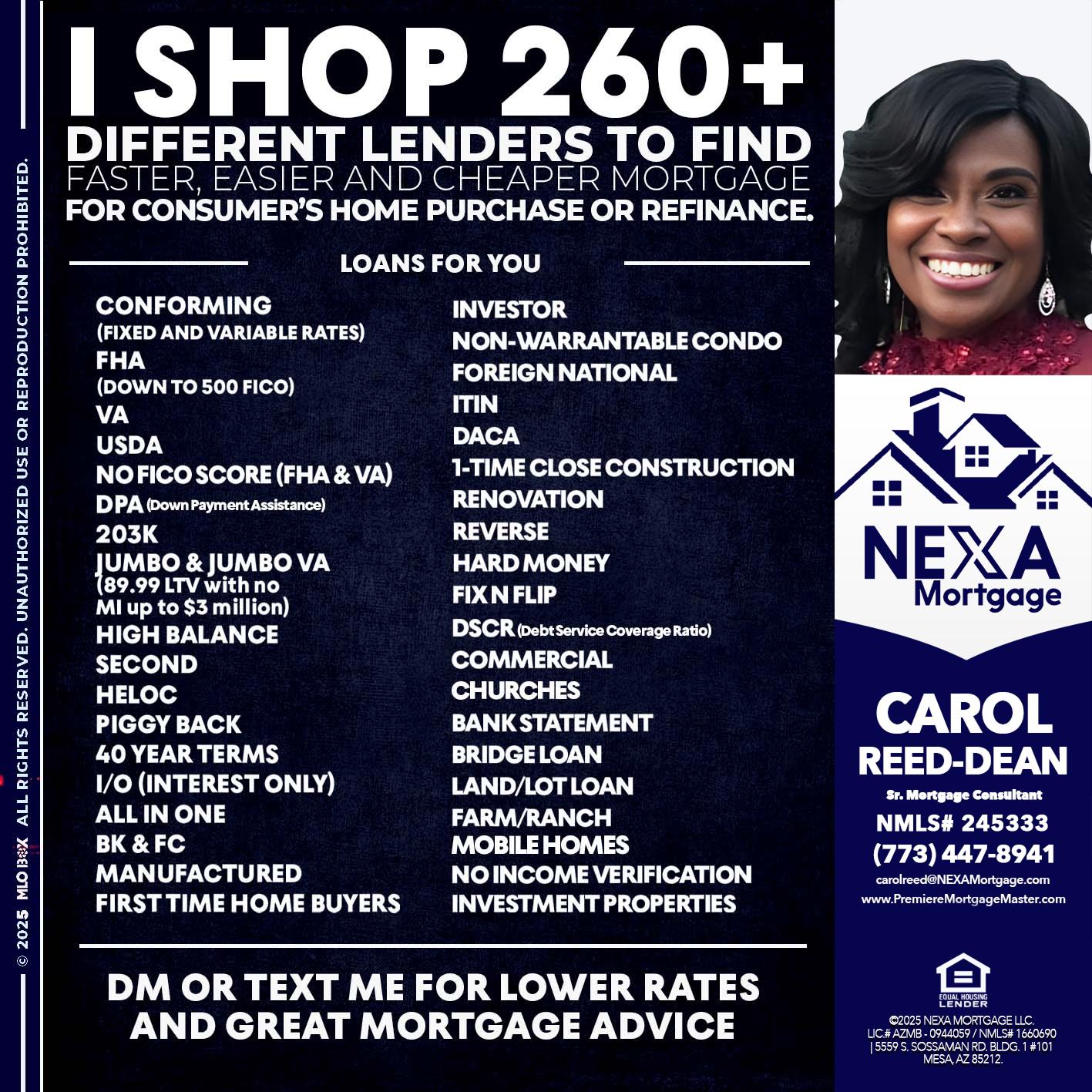 I SHOP +260 - Carol Dean -Sr. Mortgage Consultant