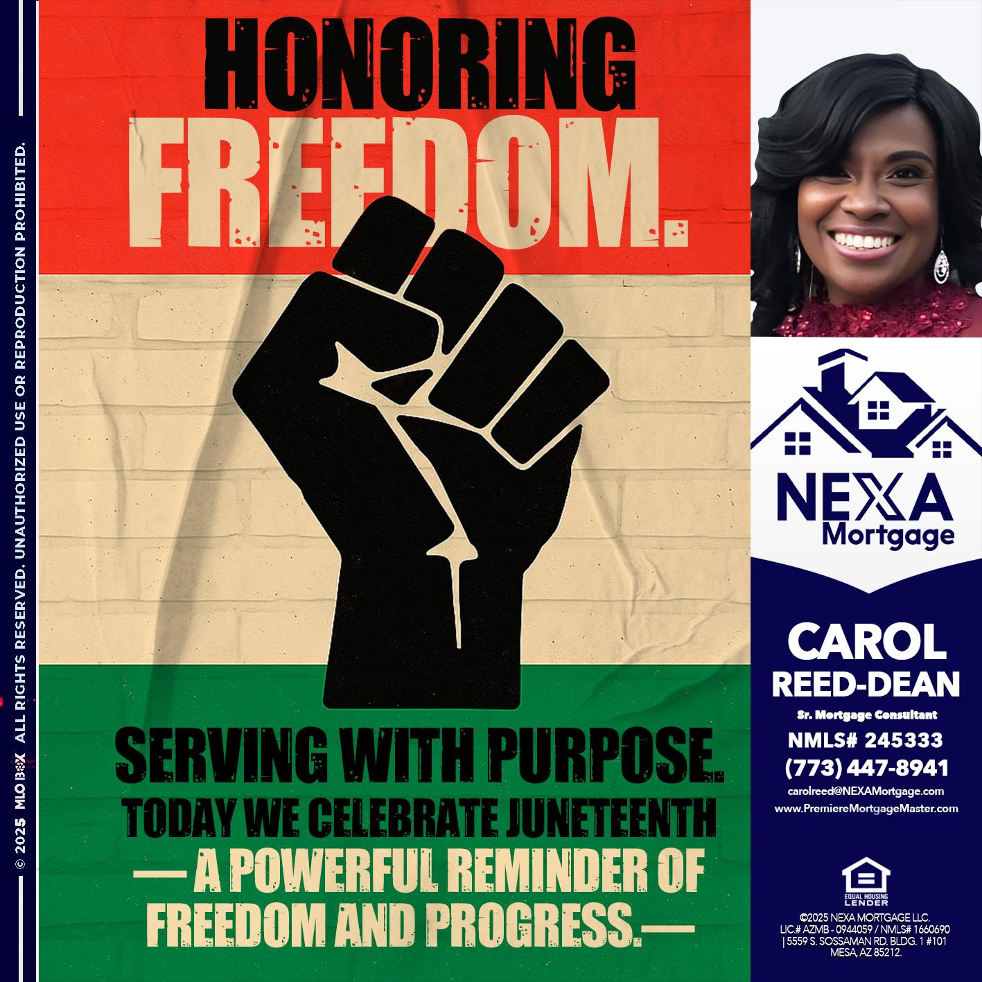 HONORING FREEDOM - Carol Dean -Sr. Mortgage Consultant