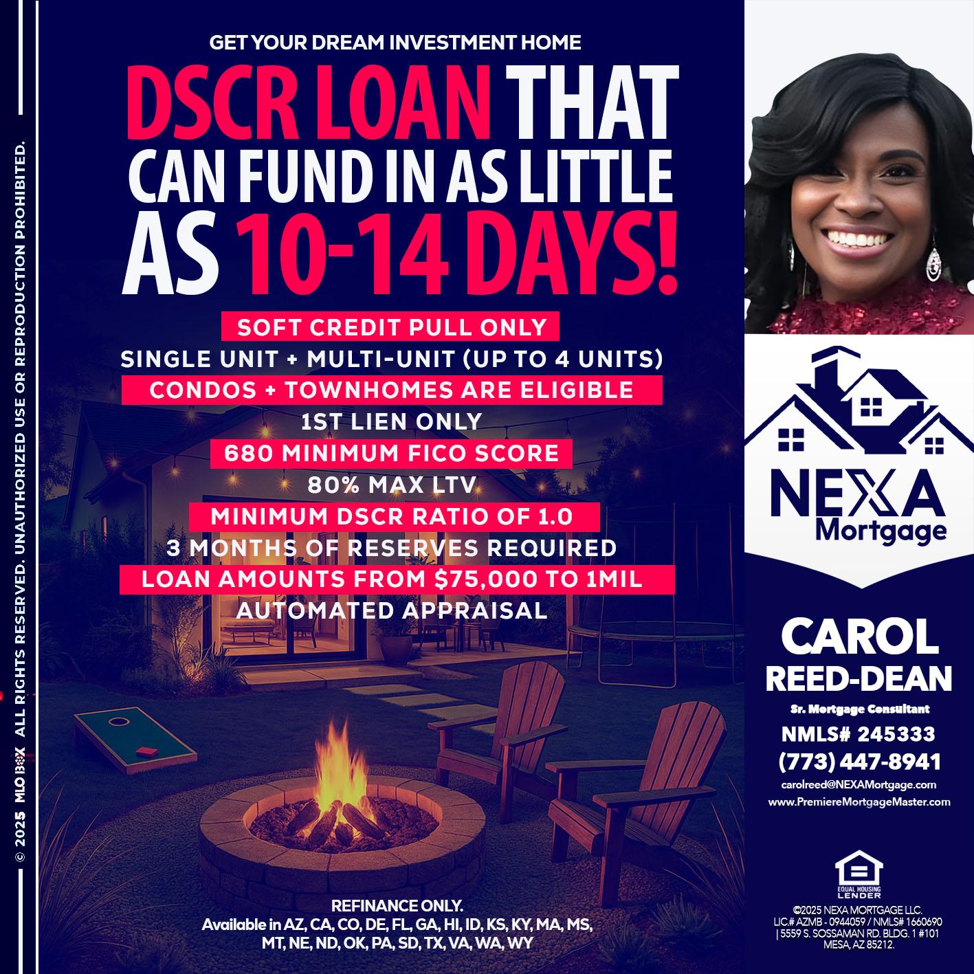 DSCR LOAN - Carol Dean -Sr. Mortgage Consultant