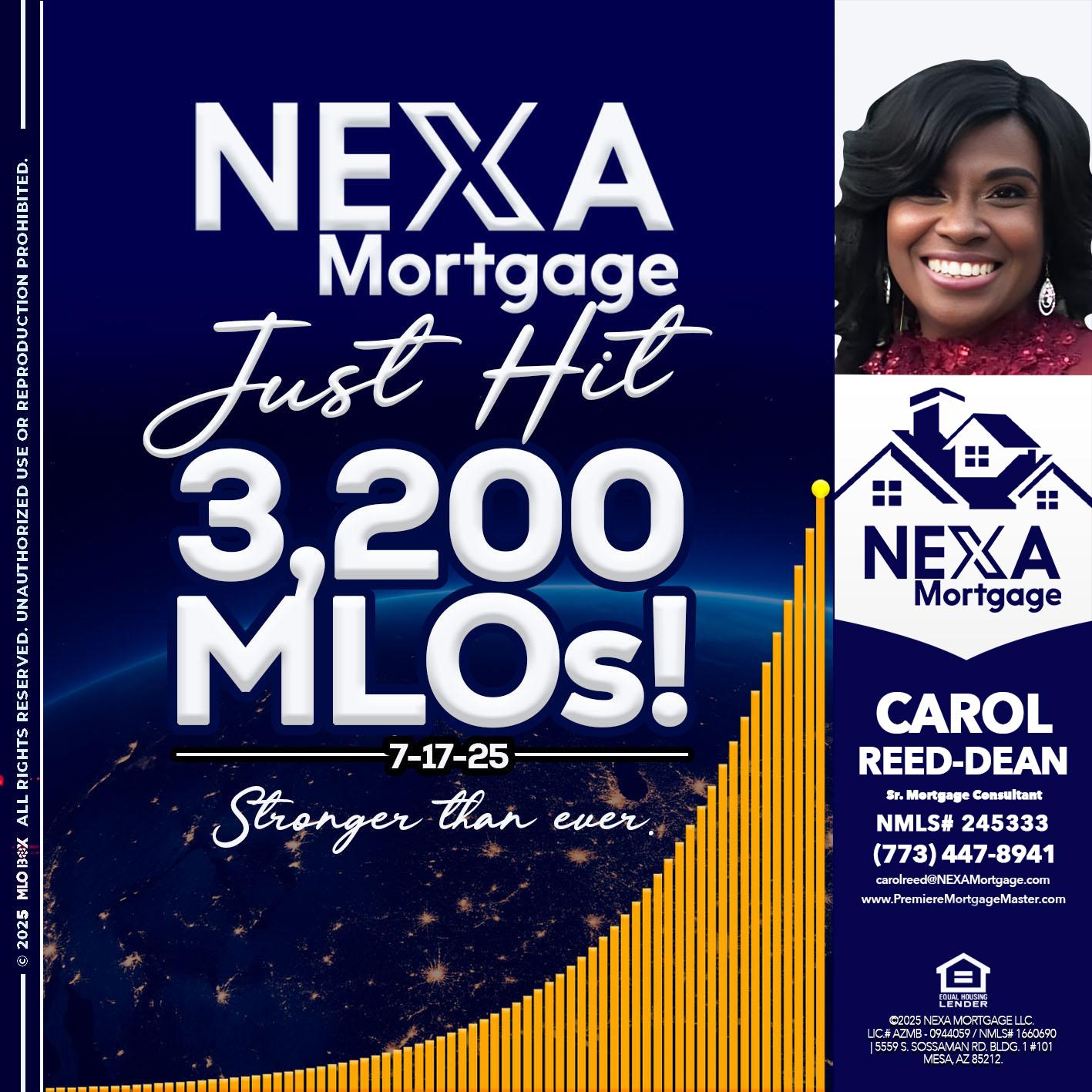 JUST HIT 3,200 MLOs - Carol Dean -Sr. Mortgage Consultant