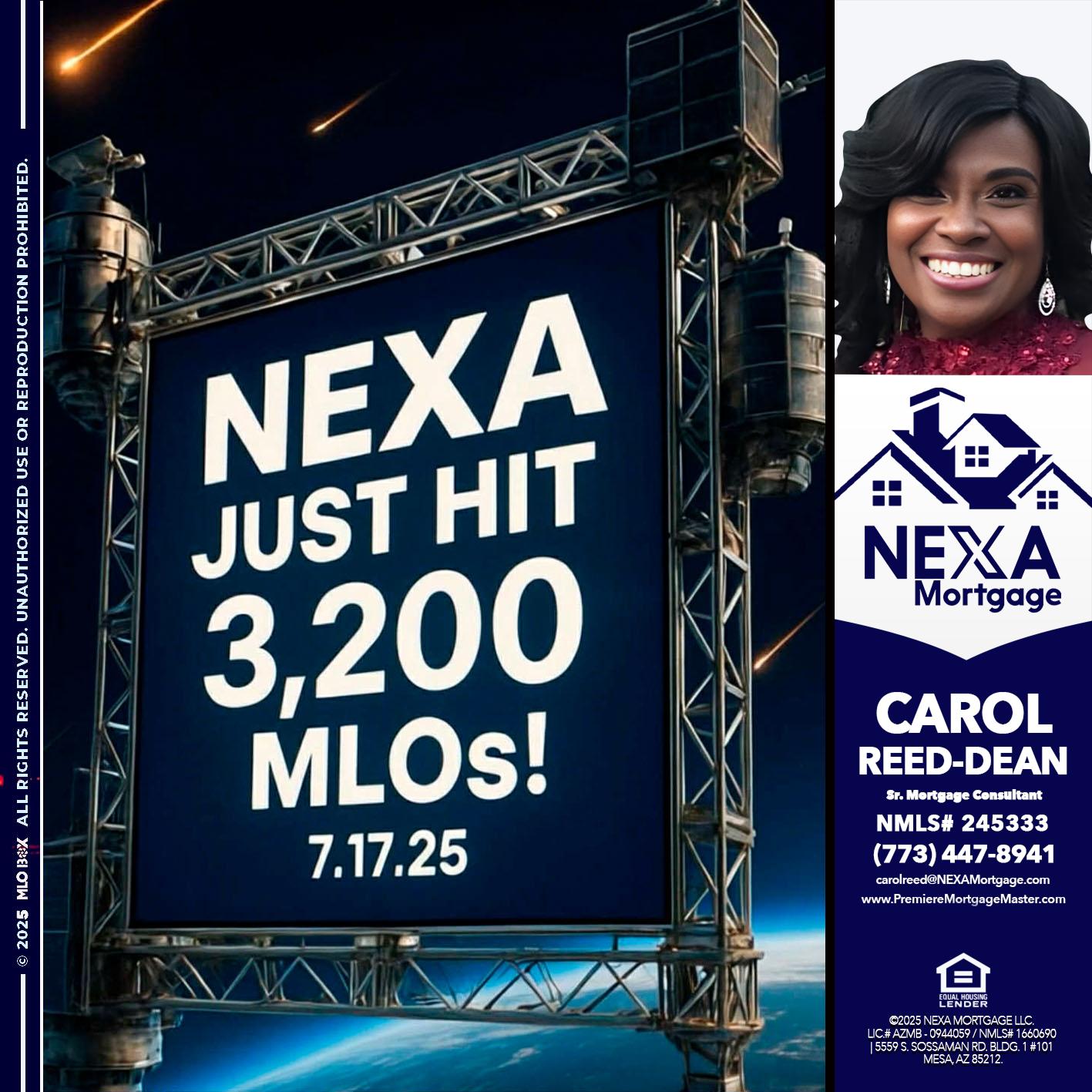 NEXA JUST HIT 3,200 - Carol Dean -Sr. Mortgage Consultant