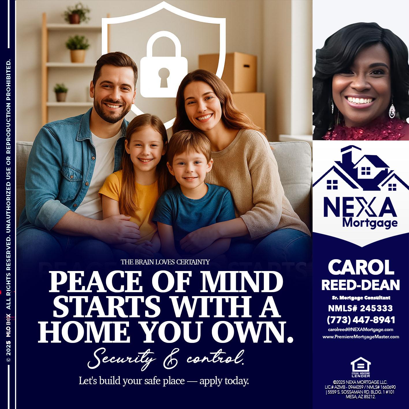 peace of mind - Carol Dean -Sr. Mortgage Consultant