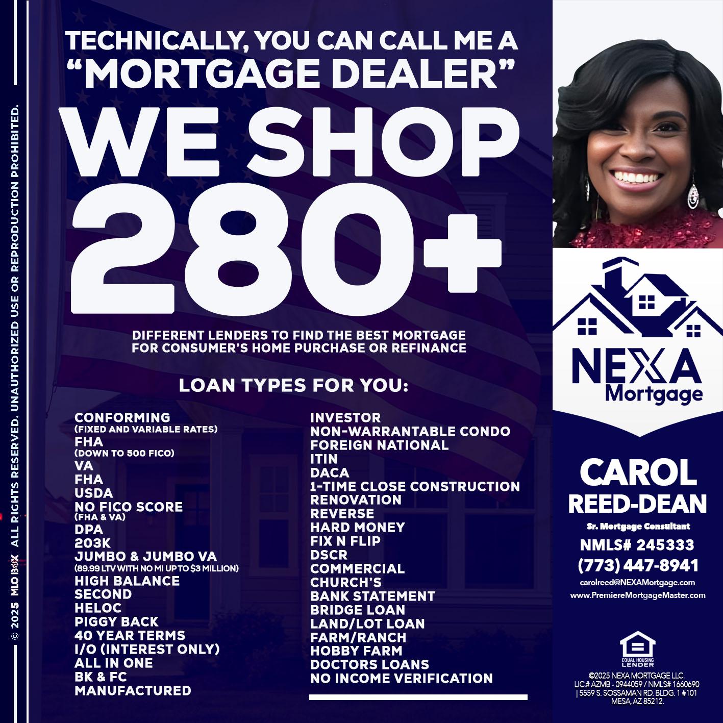 WE SHOP 280 + - Carol Dean -Sr. Mortgage Consultant