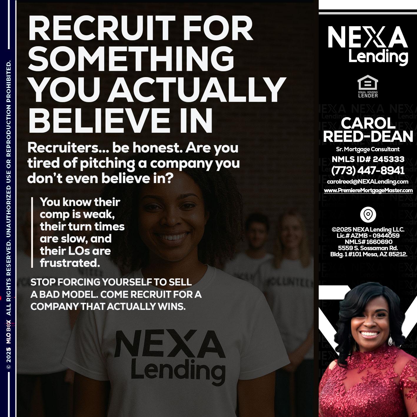 RECRUITING - Carol Dean -Sr. Mortgage Consultant