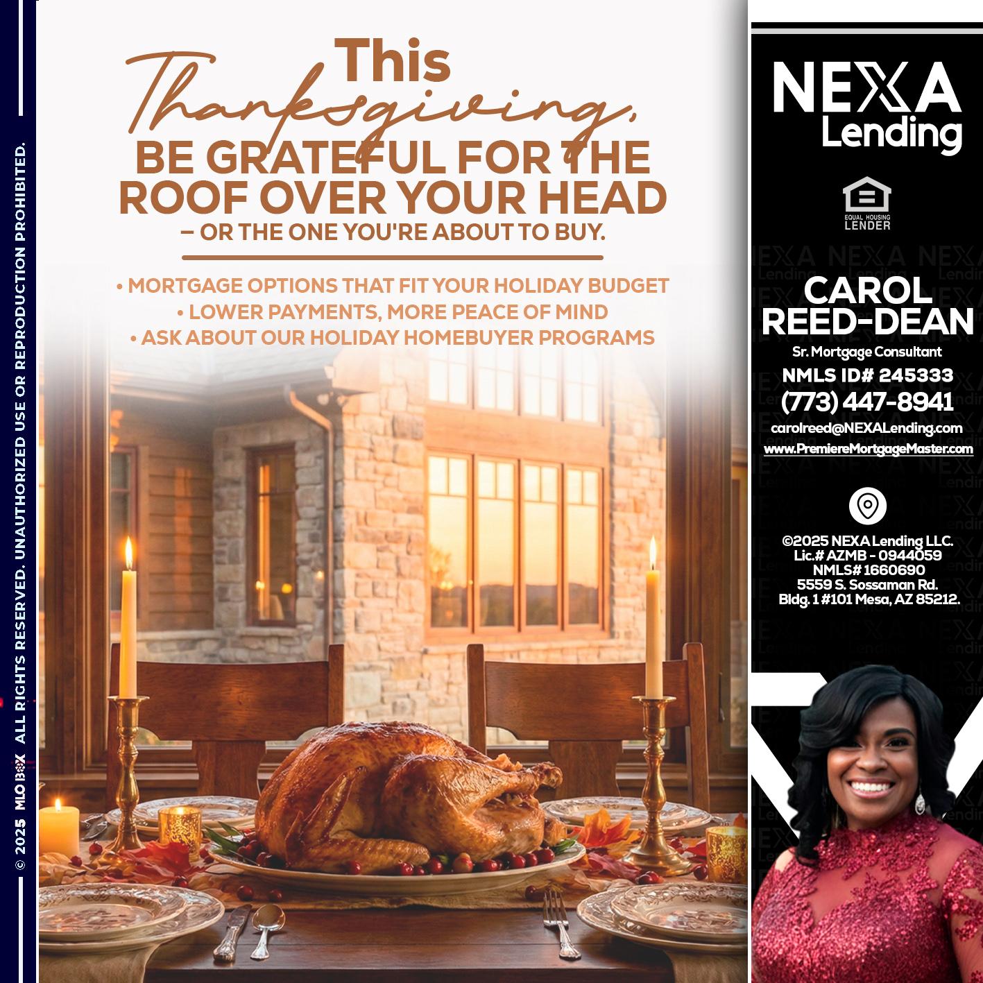 THIS THANKSGIVING - Carol Dean -Sr. Mortgage Consultant