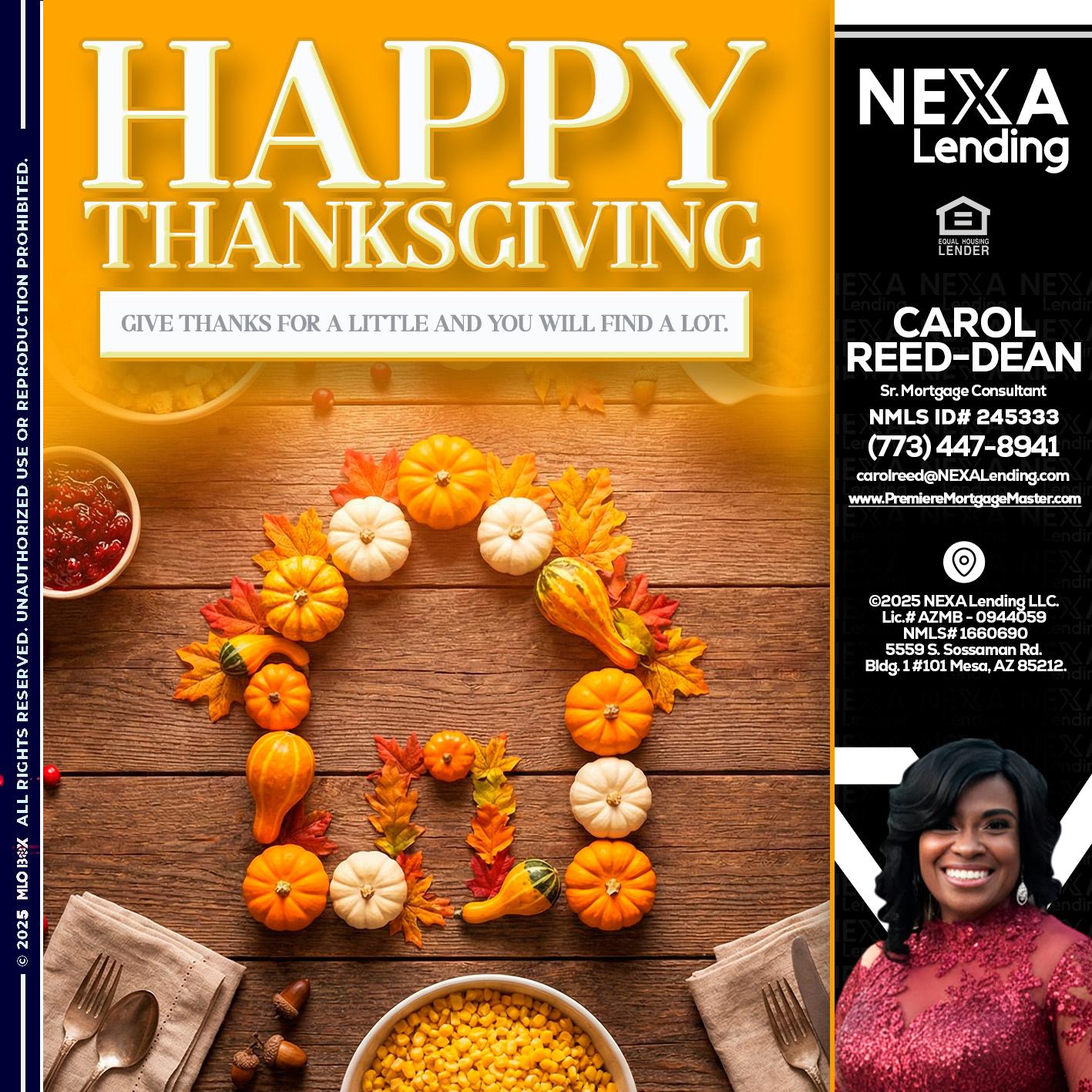 HAPPY THANKSGIVING - Carol Dean -Sr. Mortgage Consultant