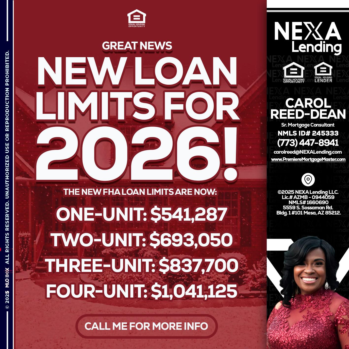 loan limits - Carol Dean -Sr. Mortgage Consultant