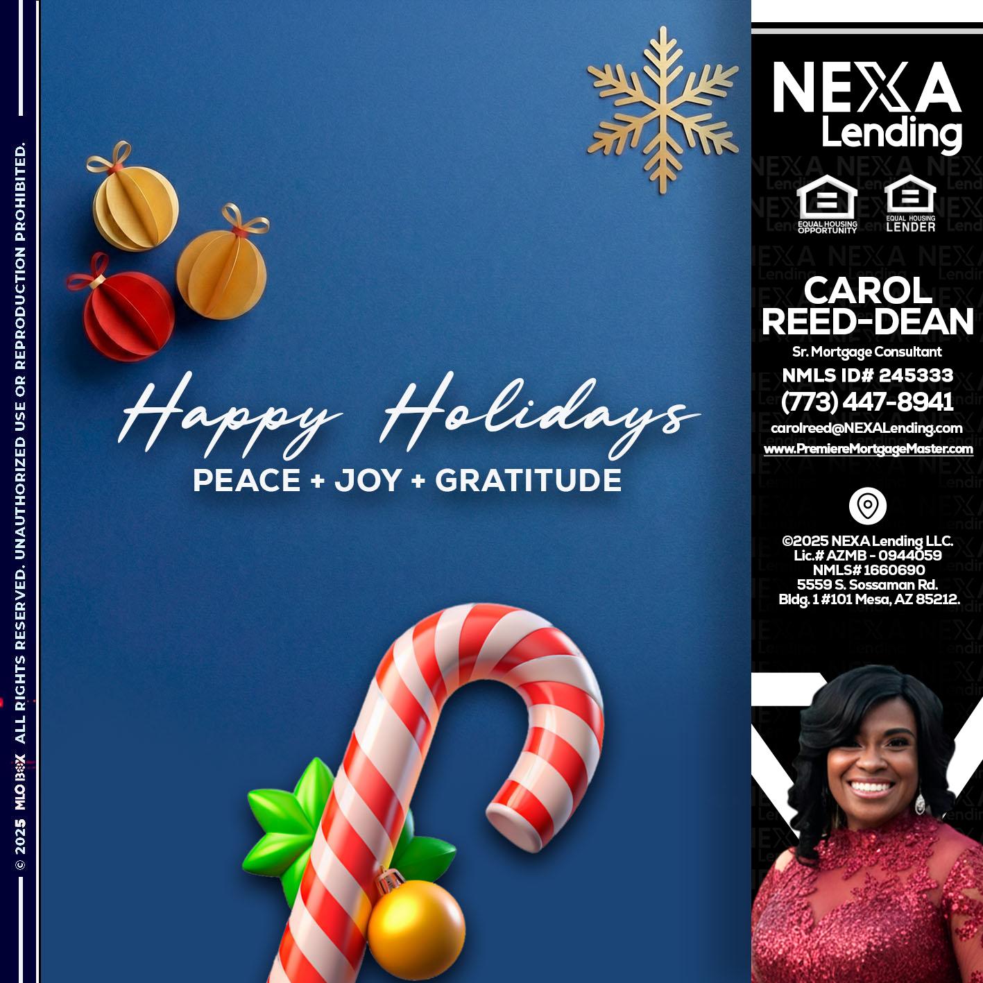 HAPPY HOLIDAYS - Carol Dean -Sr. Mortgage Consultant