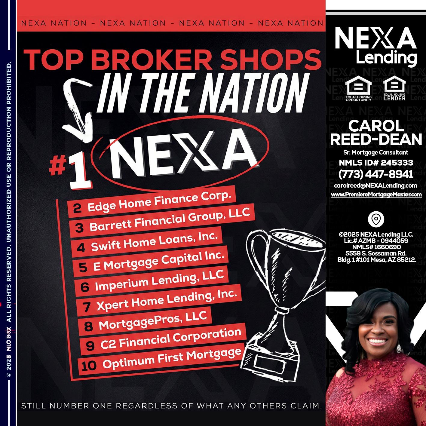 top broker - Carol Dean -Sr. Mortgage Consultant