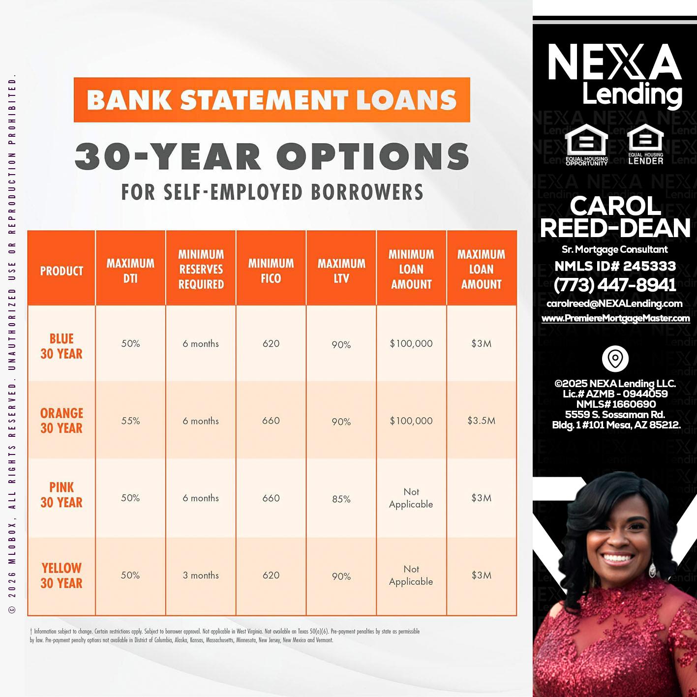 30 YEARS OPTIONS - Carol Dean -Sr. Mortgage Consultant