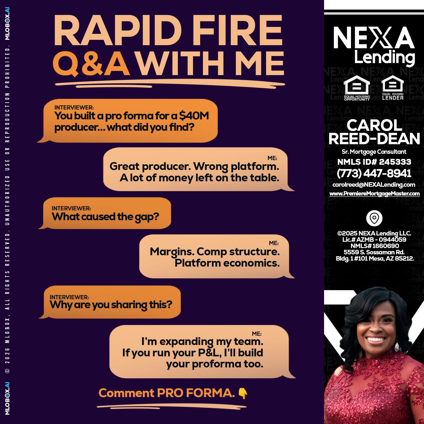 RAPID FIRE - Carol Dean -Sr. Mortgage Consultant