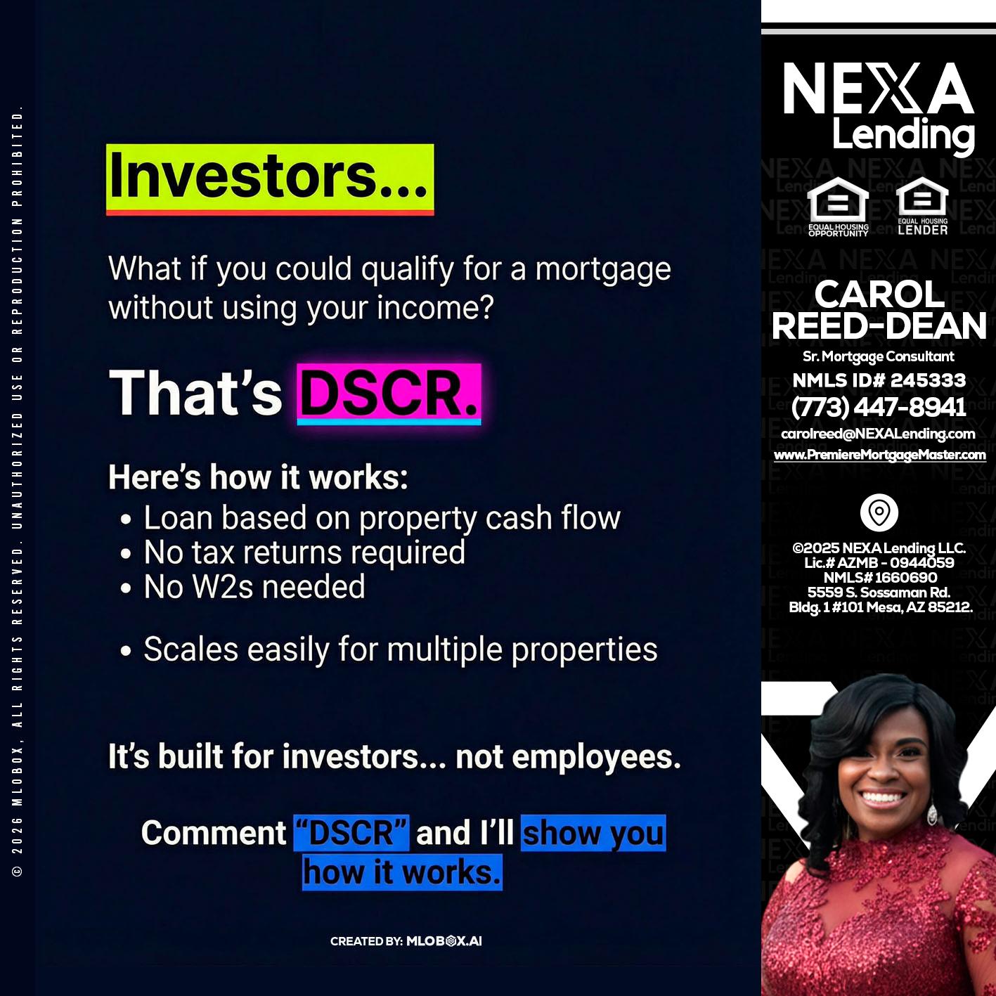 INVESTORS - Carol Dean -Sr. Mortgage Consultant