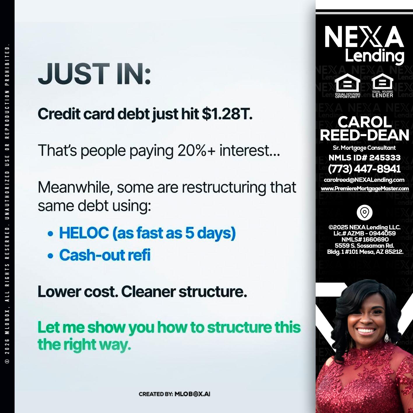 JUST IN - Carol Dean -Sr. Mortgage Consultant