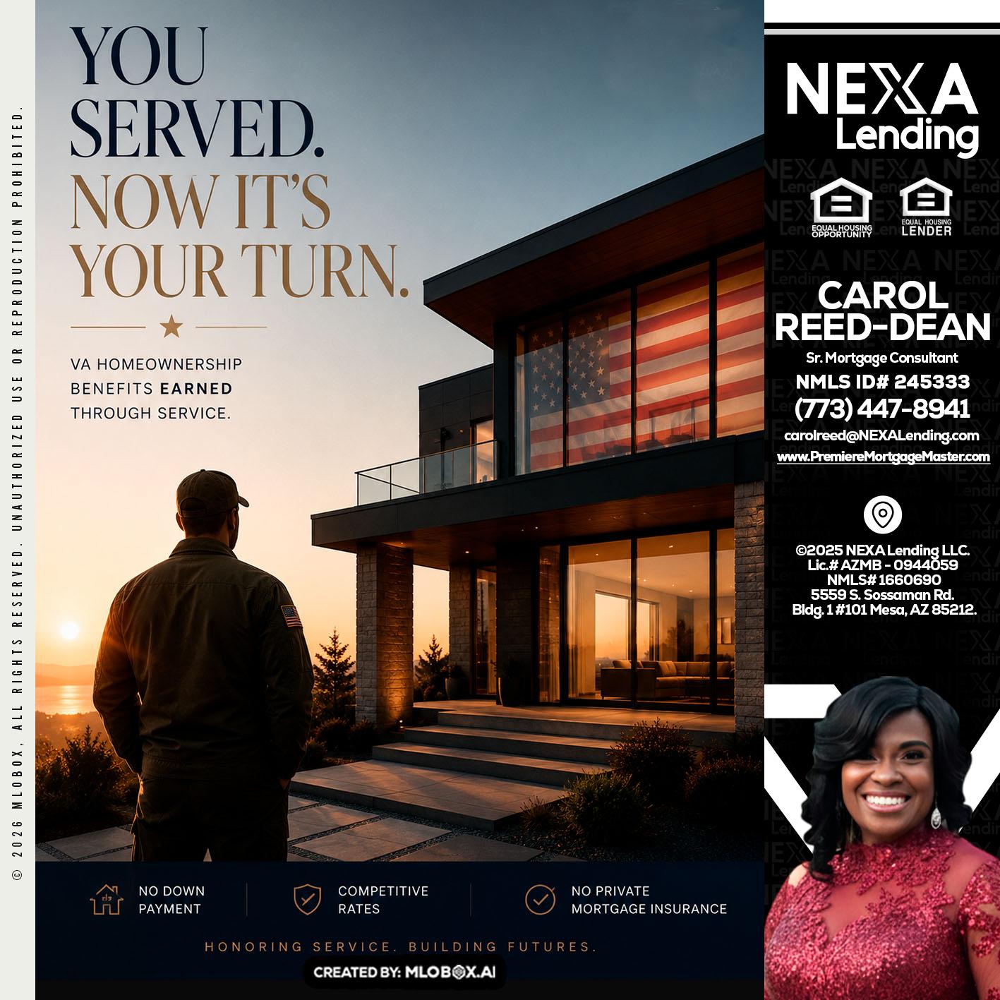 YOU SERVED - Carol Dean -Sr. Mortgage Consultant
