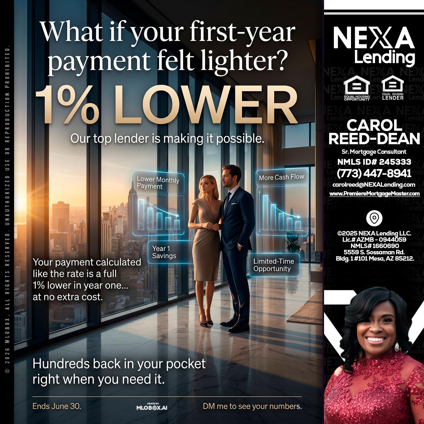 1% LOWER - Carol Dean -Sr. Mortgage Consultant