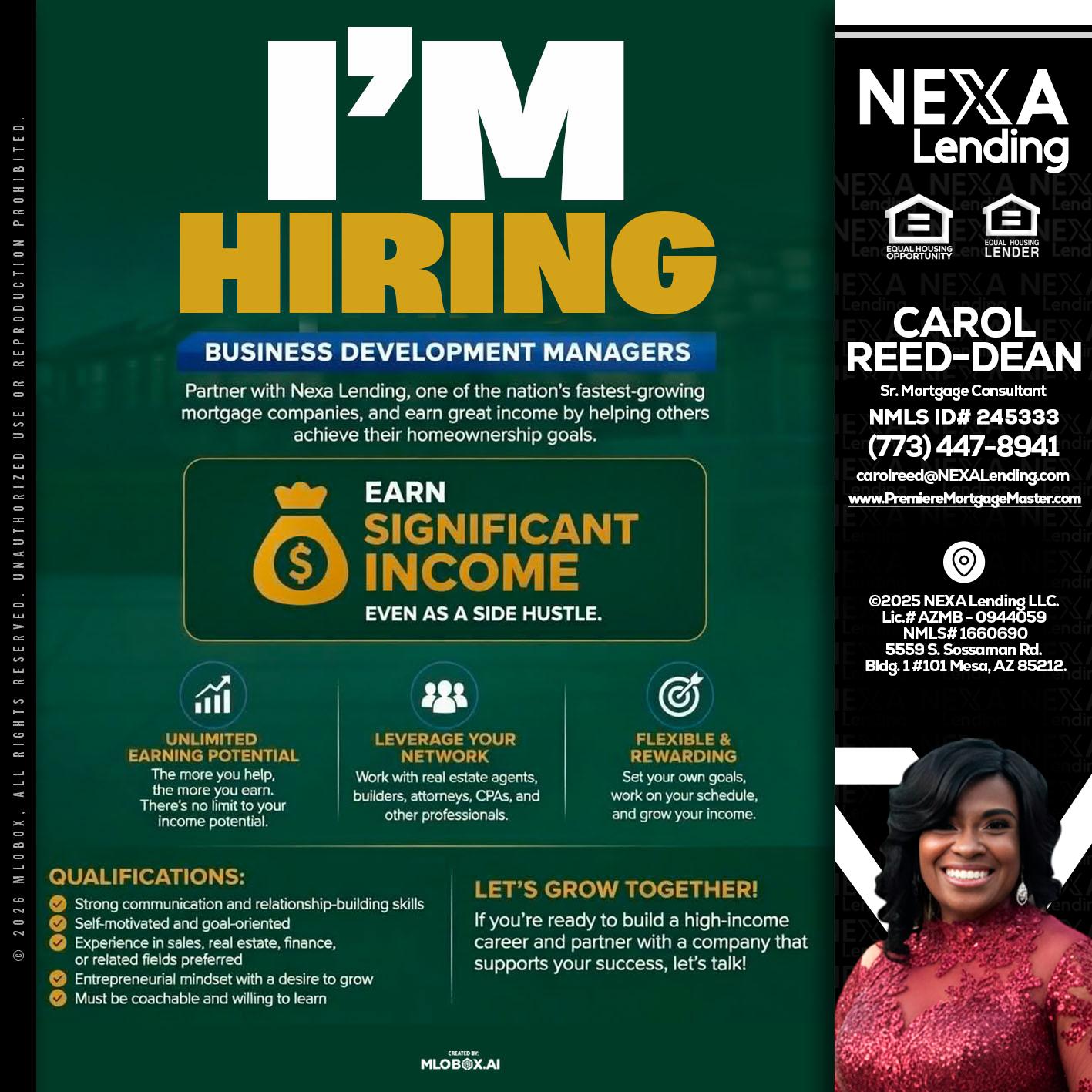 IM HIRING - Carol Dean -Sr. Mortgage Consultant