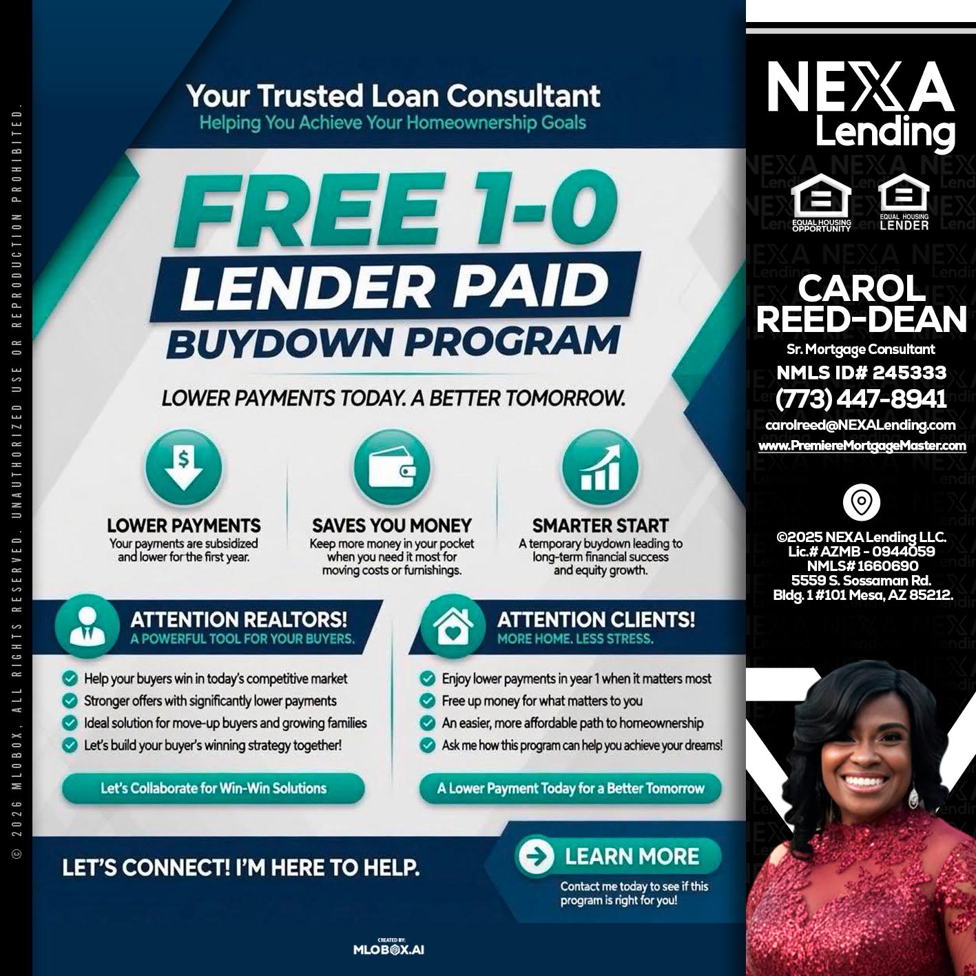 FREE 1-0 - Carol Dean -Sr. Mortgage Consultant