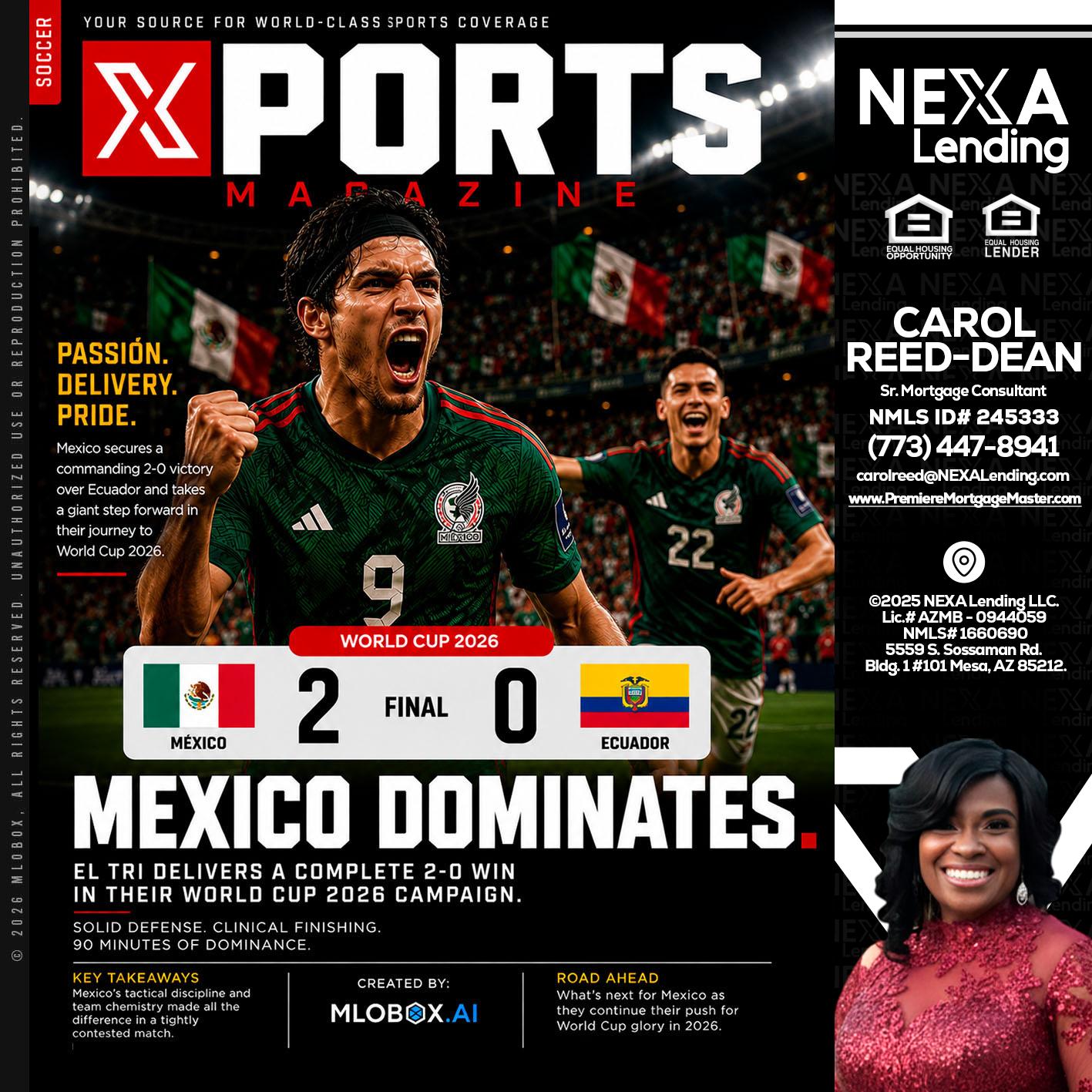 XPORTS MEX 2-0 ECUADOR - Carol Dean -Sr. Mortgage Consultant