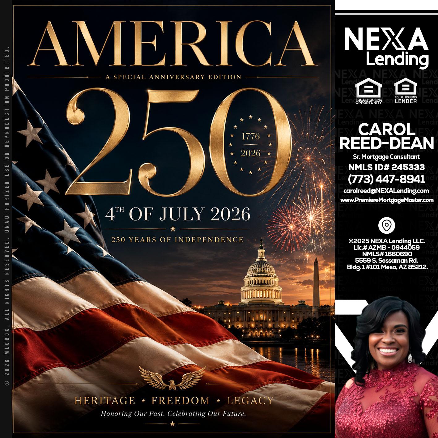 AMERICA 250 TH - Carol Dean -Sr. Mortgage Consultant