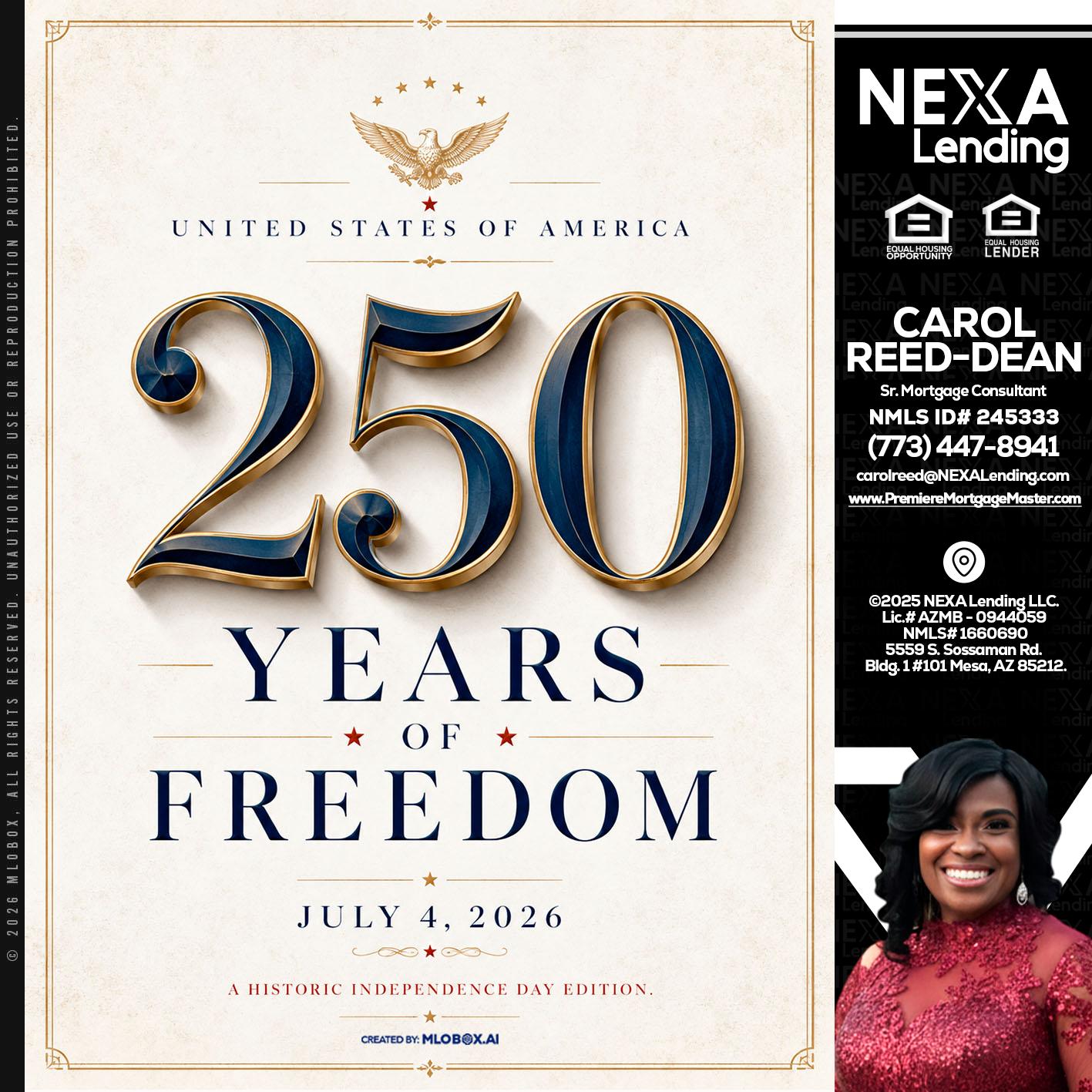 250 YEARS - Carol Dean -Sr. Mortgage Consultant