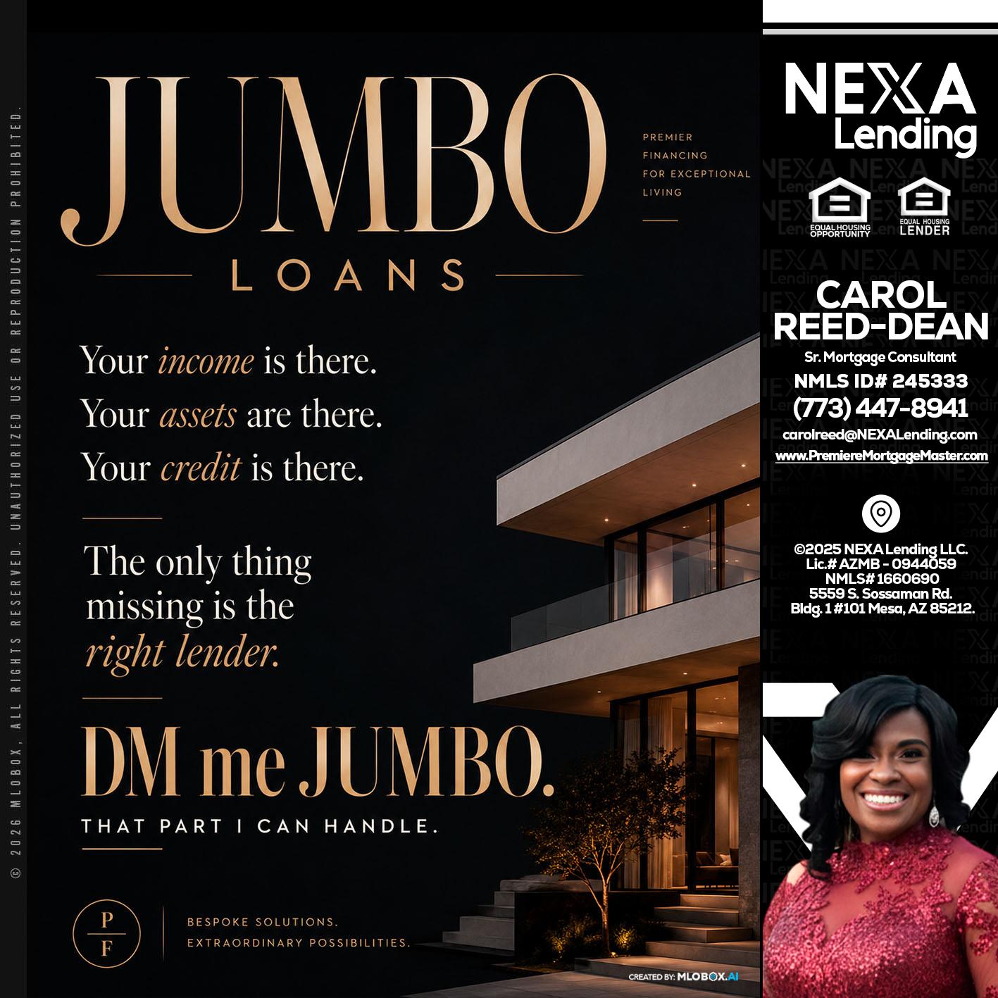 JUMBO LOANS - Carol Dean -Sr. Mortgage Consultant