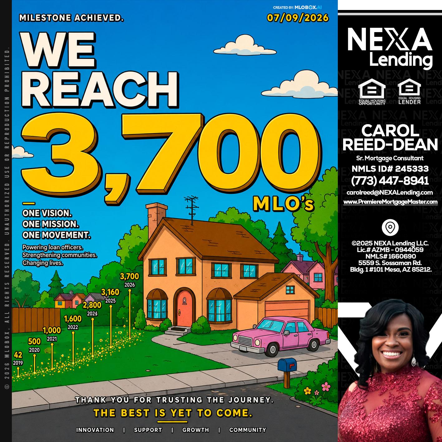 3,700 MLO's - Carol Dean -Sr. Mortgage Consultant
