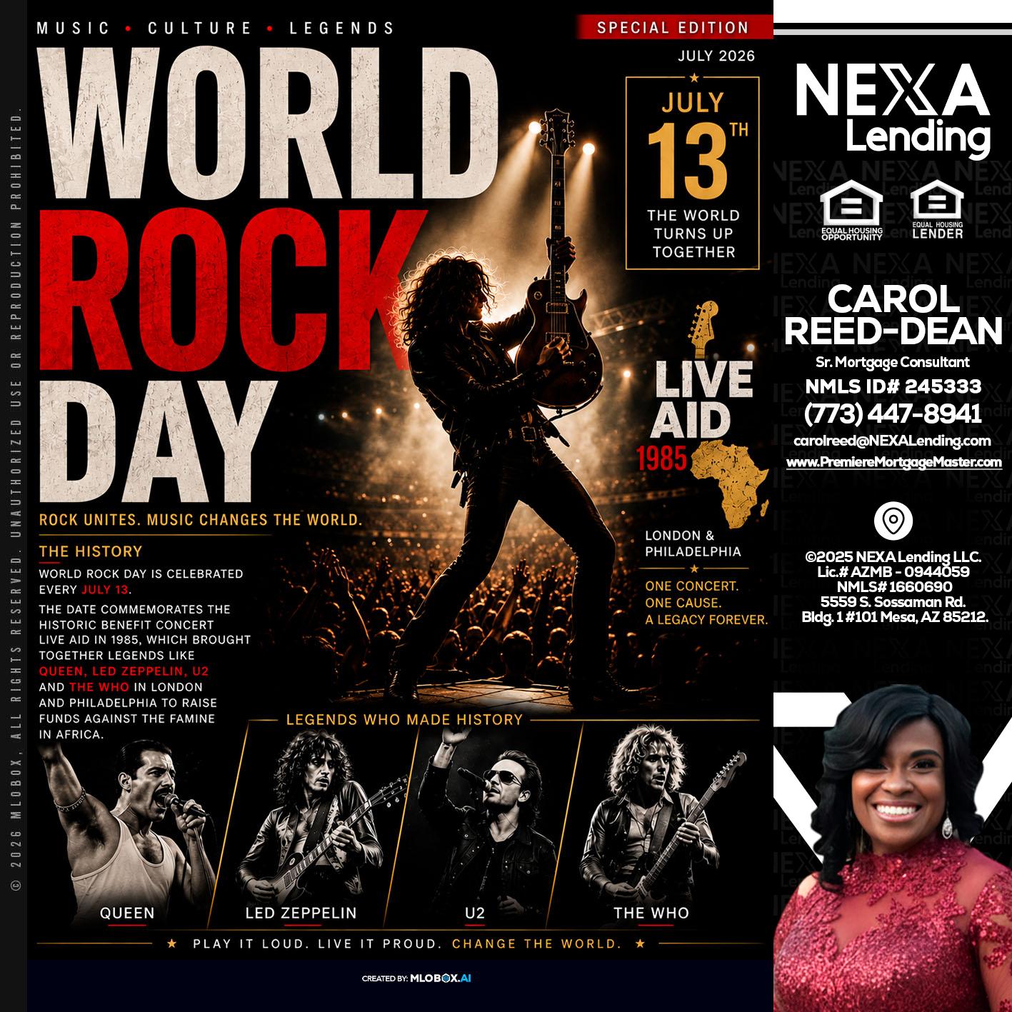 WORLD ROCK MUSIC DAY - Carol Dean -Sr. Mortgage Consultant