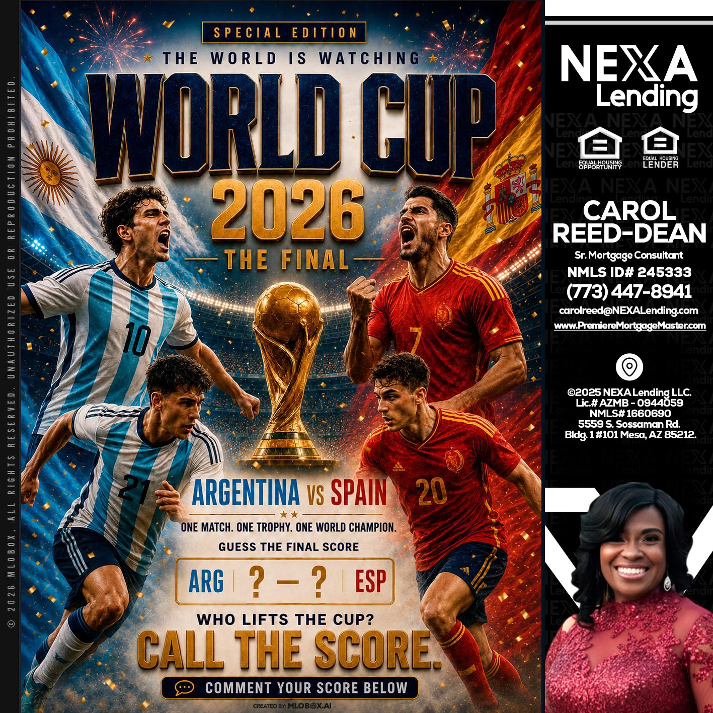 World Cup 2026 finals - Carol Dean -Sr. Mortgage Consultant