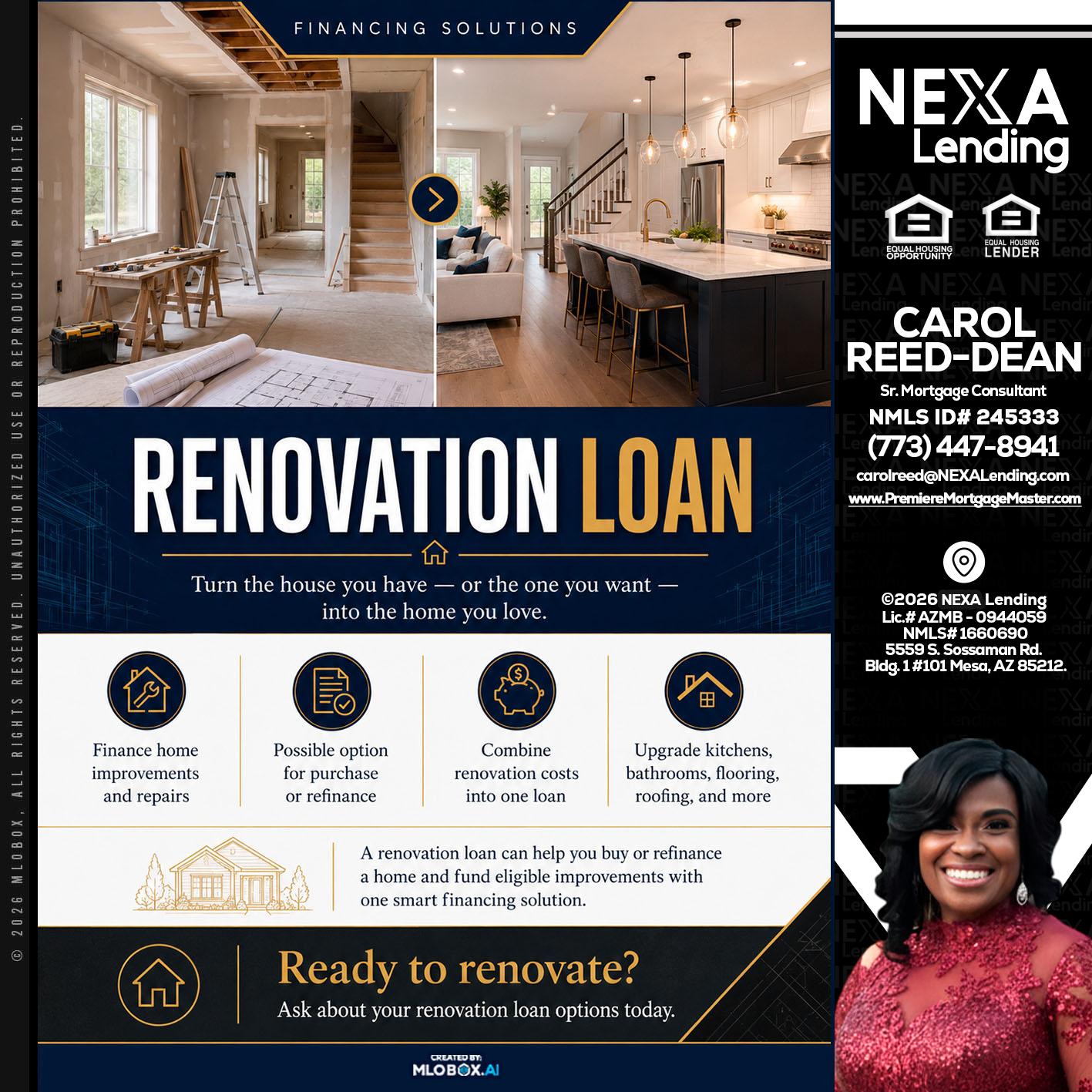 RENOVATION LOAN - Carol Dean -Sr. Mortgage Consultant