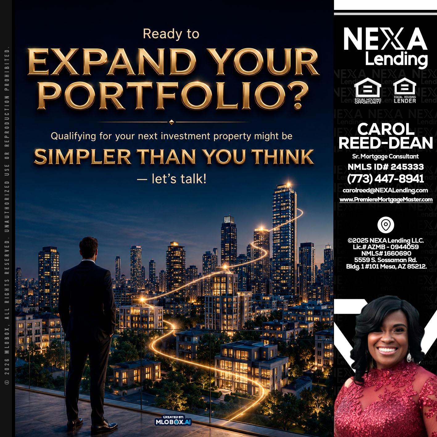 expand you portfolio - Carol Dean -Sr. Mortgage Consultant