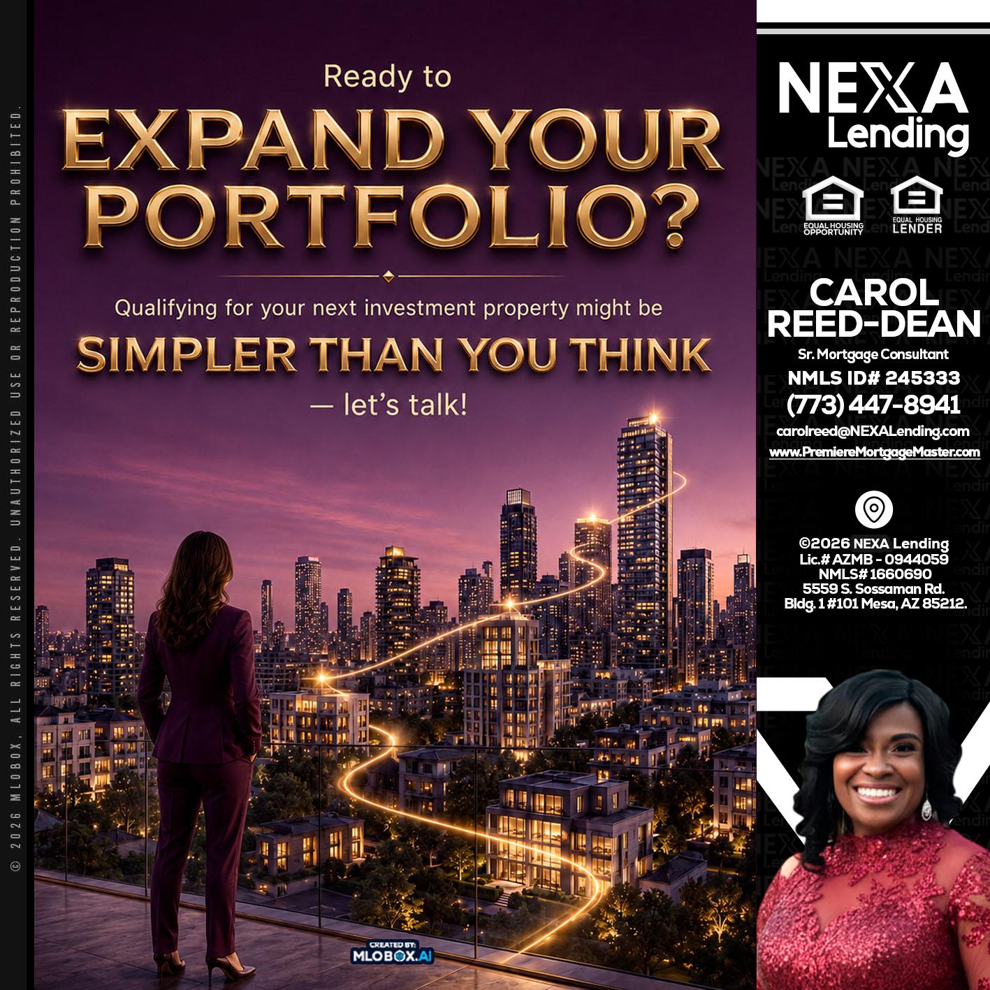 EXPAND YOUR PORTFOLIO - Carol Dean -Sr. Mortgage Consultant
