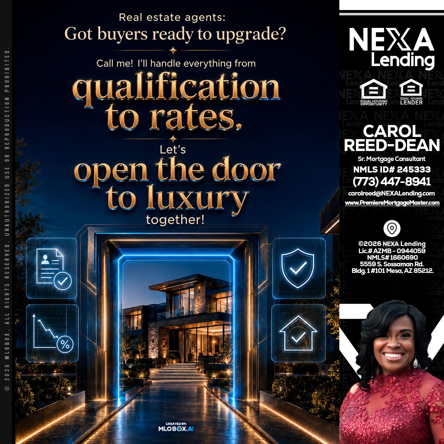 QUALIFICATION TO RATES - Carol Dean -Sr. Mortgage Consultant